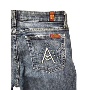 7 For All mankind women's "A Pocket" Flare Jeans 27x32 embroidered Low-Rise